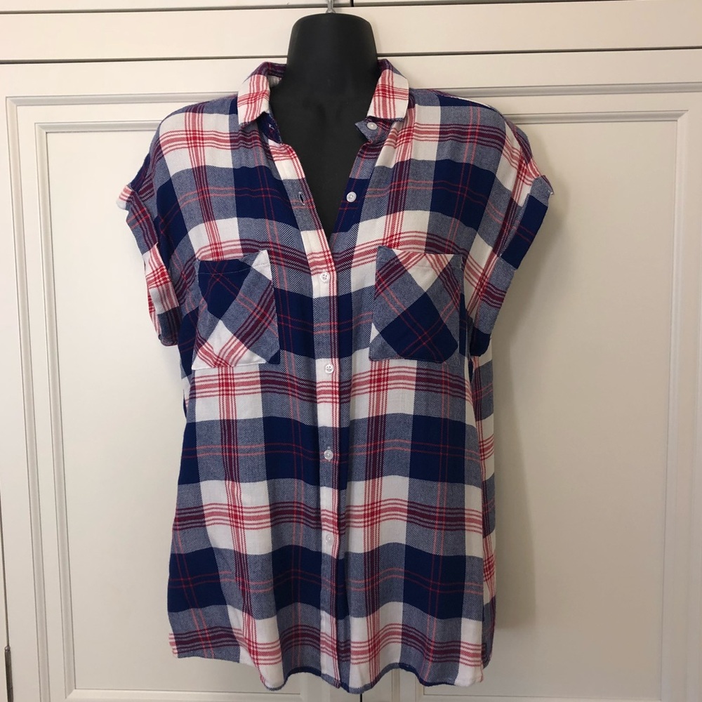 Rails Short Sleeve Flannel Bottom Down, Xs - image 1